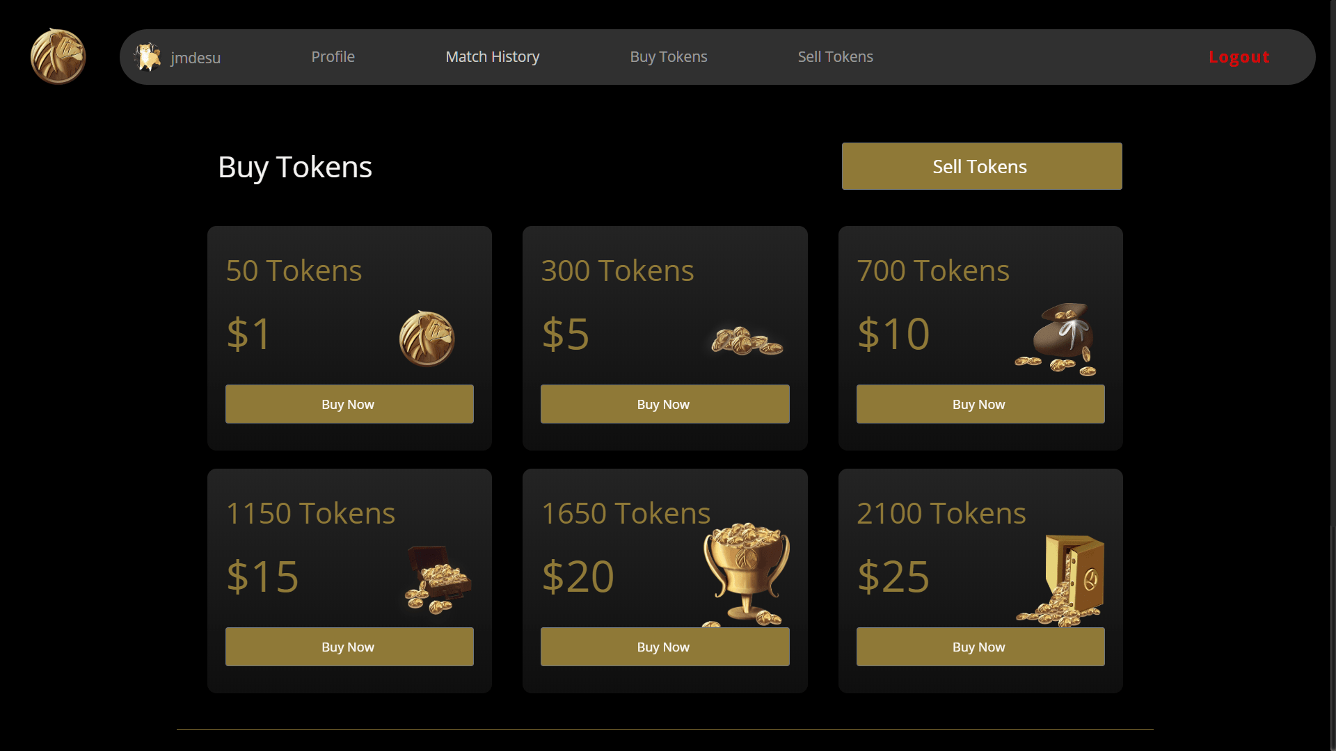 Buy Tokens Page
